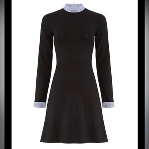 Slate & Willow Black Long Sleeve Dress with Striped Cuffs